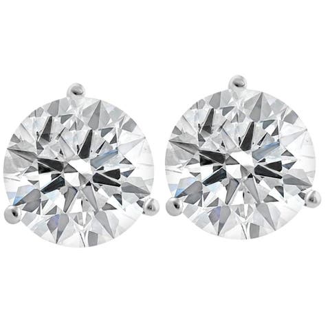 Certified 6 Ct tw 14k Gold Lab Grown Round-Cut Diamond Martini Studs