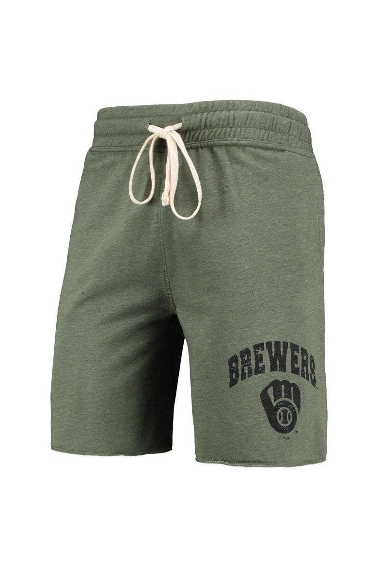 Men's Concepts Sport Heathered Olive Milwaukee Brewers Mainstream Tri-Blend Shorts, Alternate, color, Green
