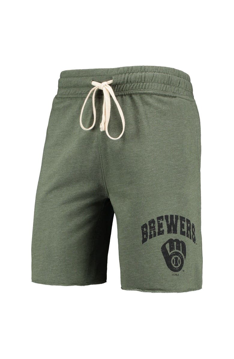 CONCEPTS SPORT Men's Concepts Sport Heathered Olive Milwaukee Brewers Mainstream Tri-Blend Shorts, Alternate, color,