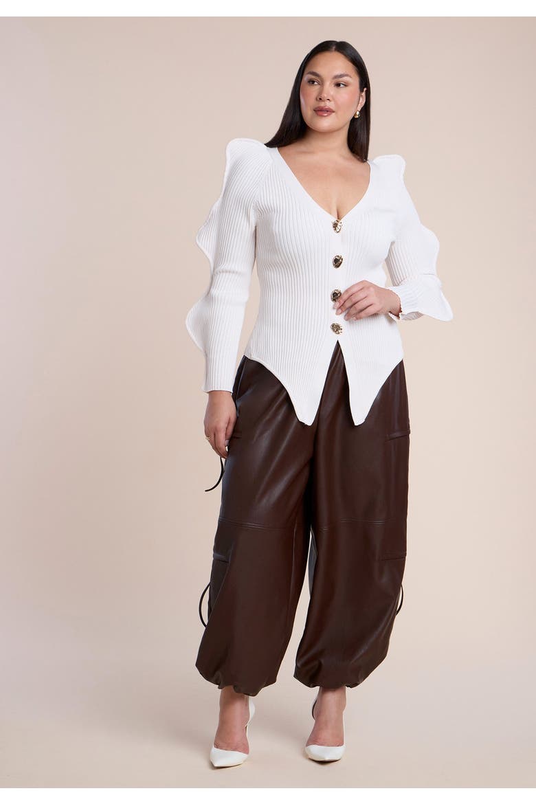 Rounded Sleeve Cardigan, Alternate, color, COCONUT MILK