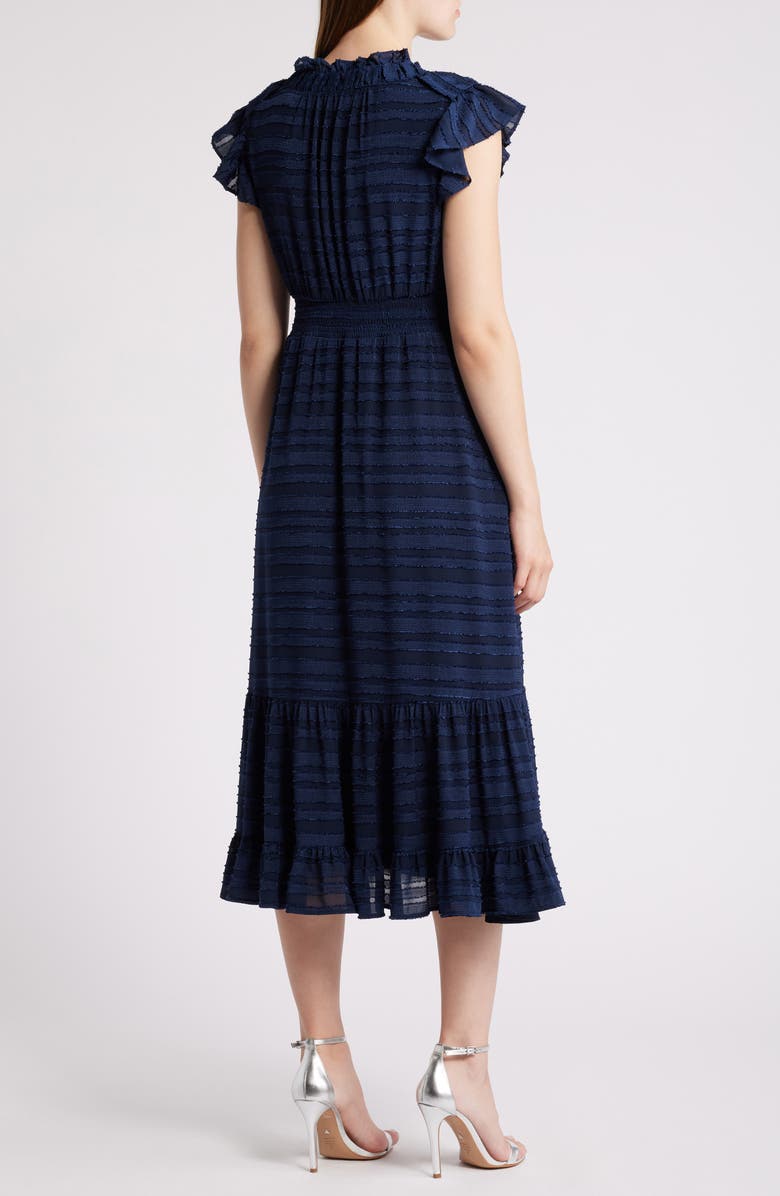 Chelsea28 Ruffle Detail Textured Stripe Dress, Alternate, color, Navy Blazer
