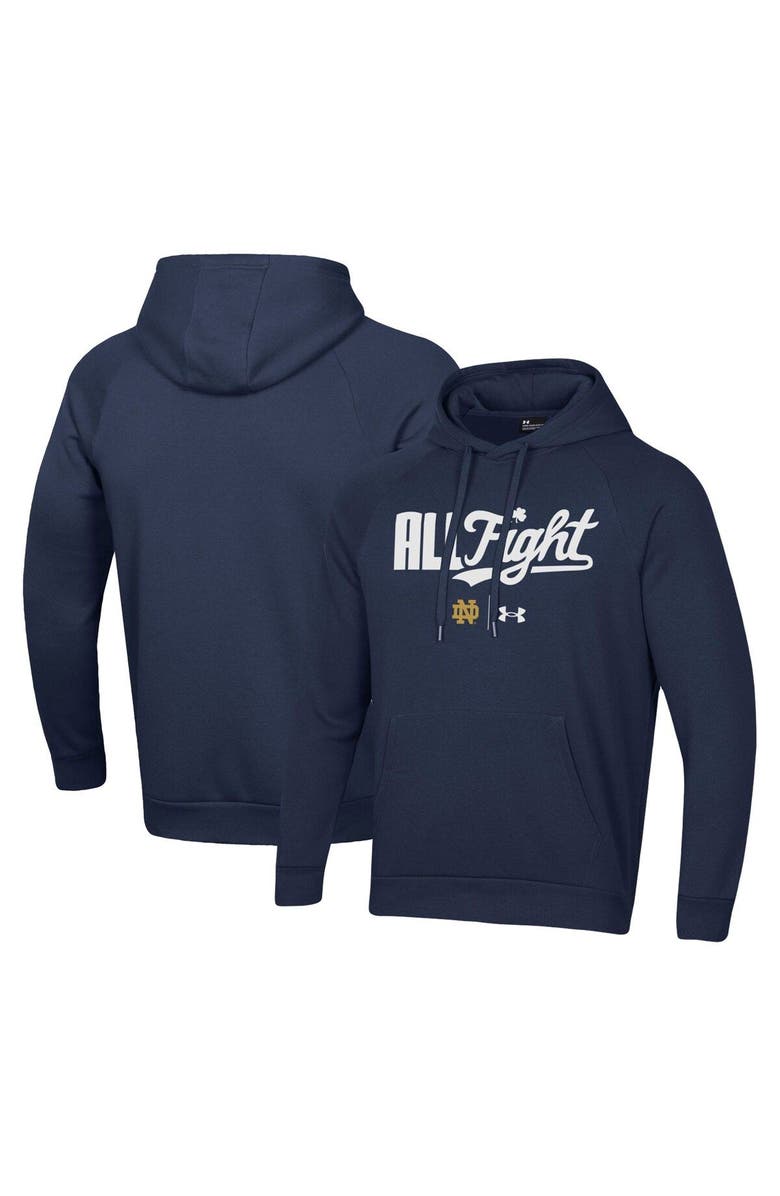 Under Armour Men's Under Armour Navy Notre Dame Fighting Irish All Fight Raglan Pullover Hoodie, Main, color, 