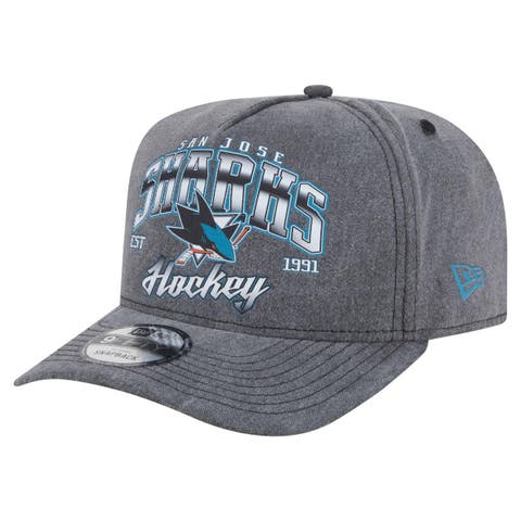 Men's New Era  Charcoal San Jose Sharks Throwback Washed A-Frame Pre-Curved 9FIFTY Snapback Hat