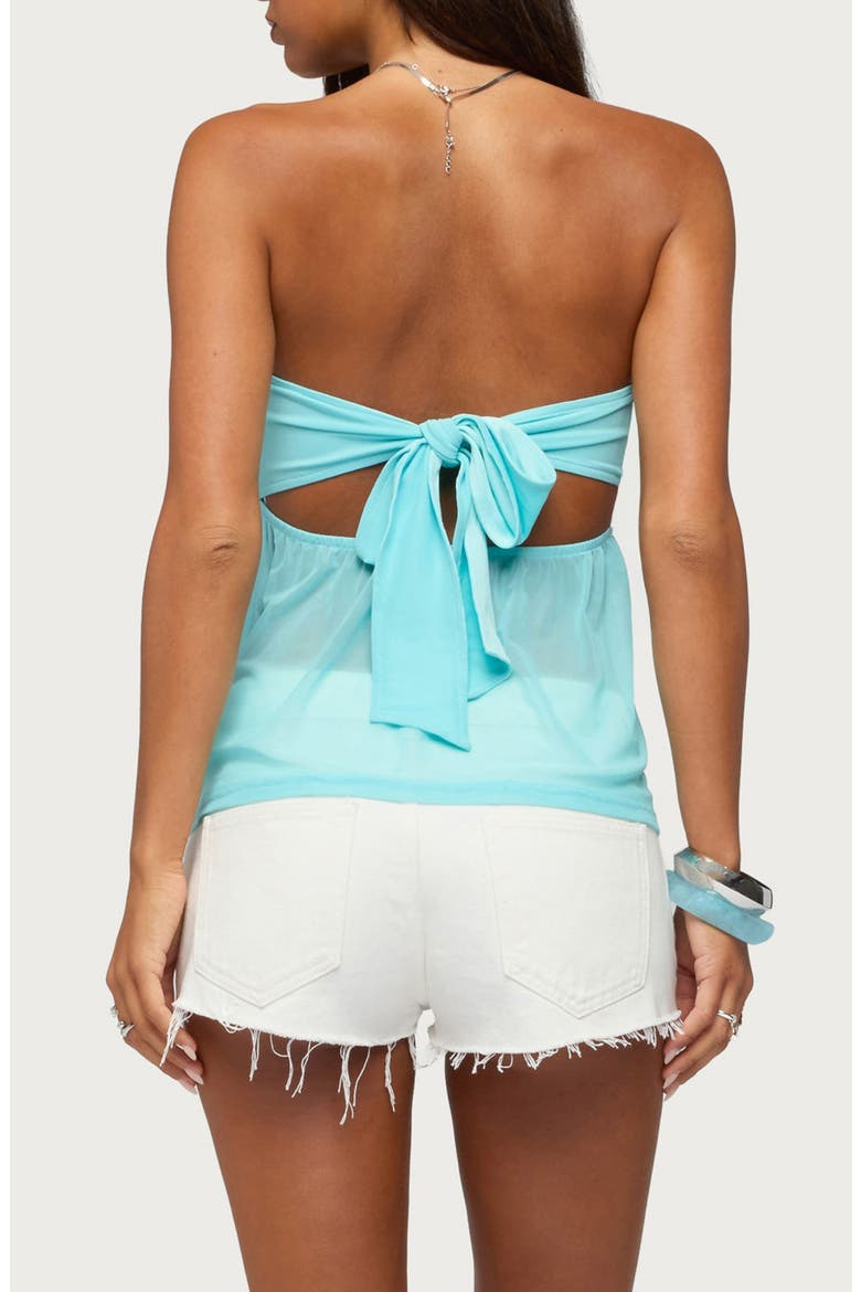 Corra Rhinestone Lace Strapless Top, Alternate, color, AQUA