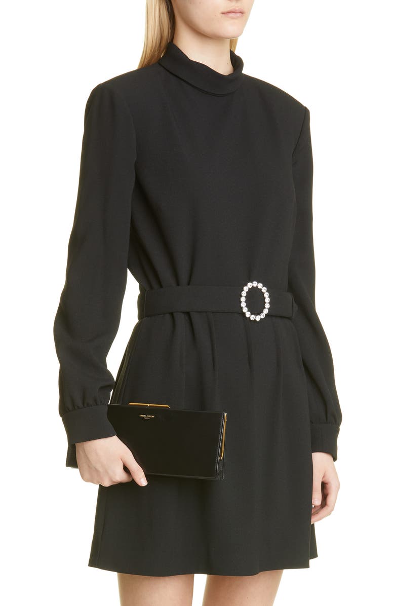 Saint Laurent Midnight Leather Clutch, Alternate, color,