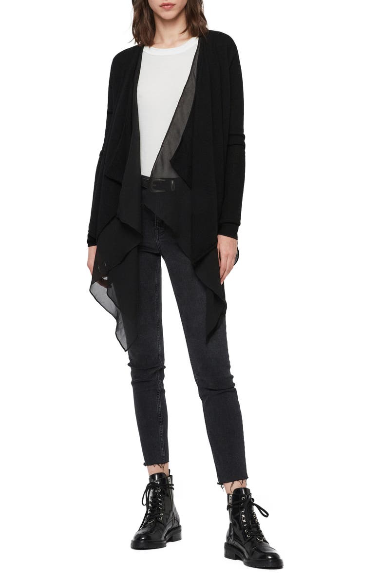 AllSaints Mirri Waterfall Merino Wool Cardigan, Alternate, color, 