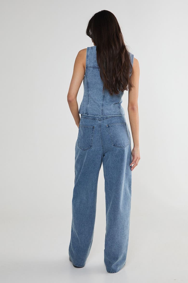 Zip Seam Detail Straight Leg Denim Jeans, Alternate, color, Authentic Midwash
