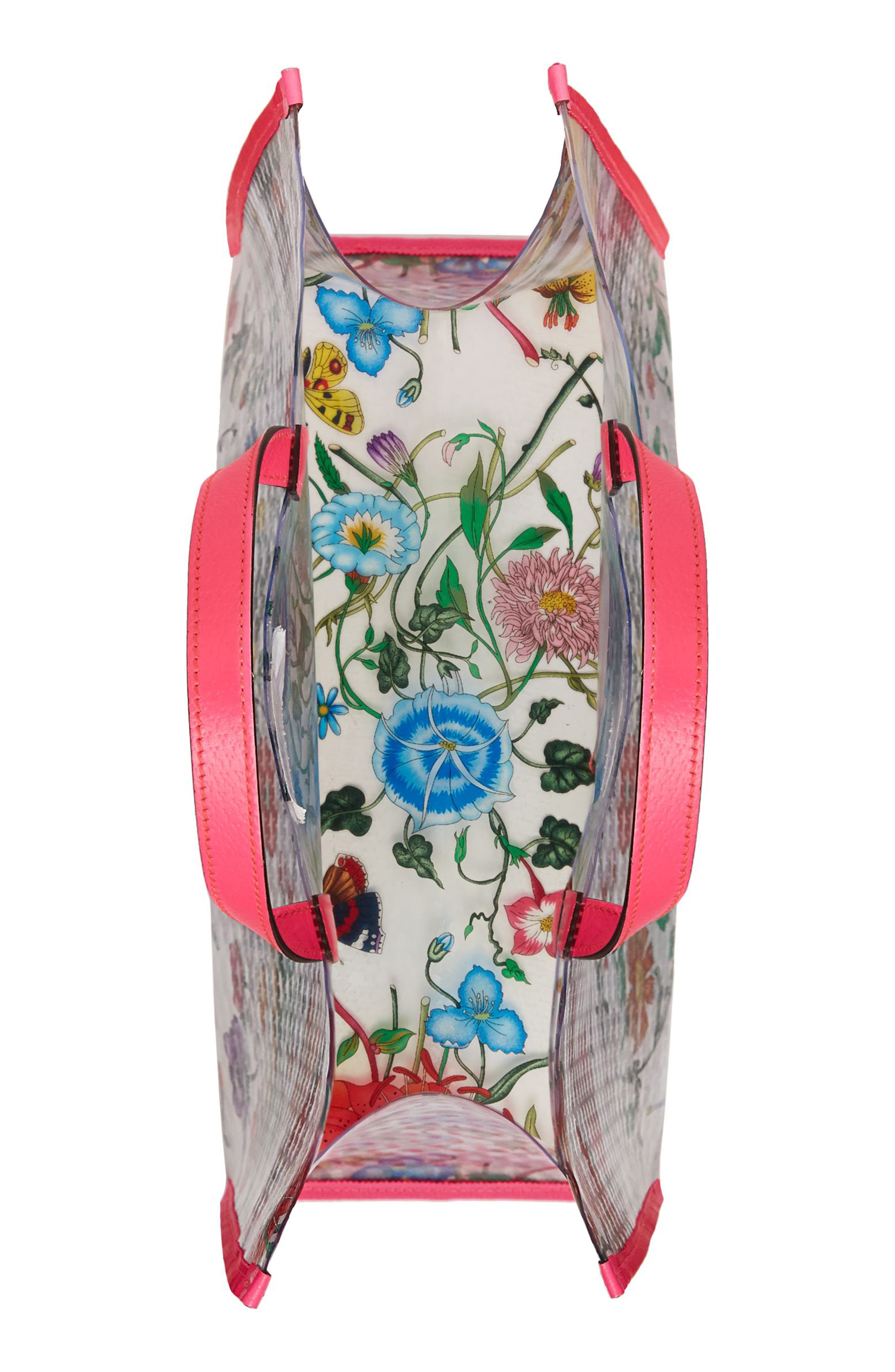 Gucci Flora Print Textured Vinyl Tote, Alternate, color, 