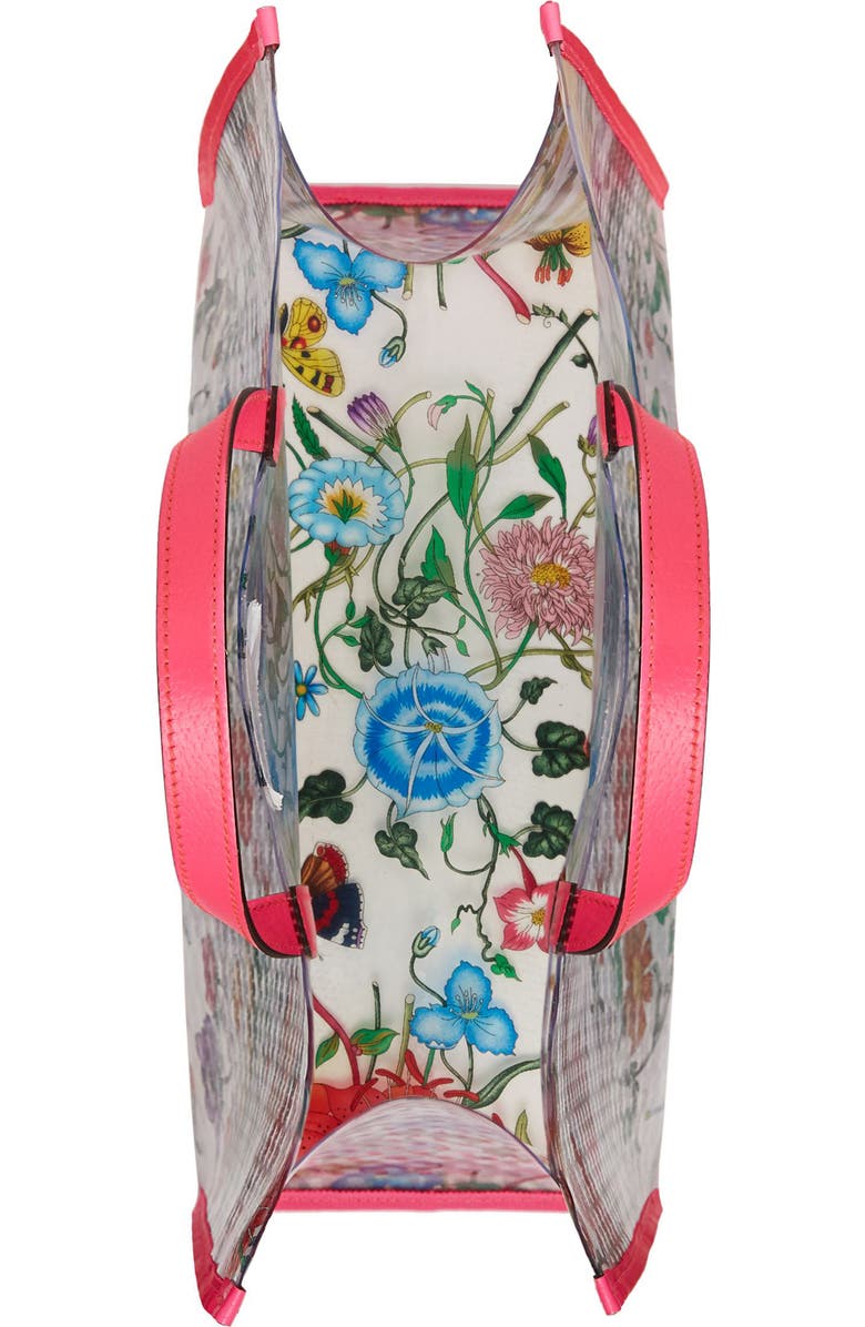 Gucci Flora Print Textured Vinyl Tote, Alternate, color,