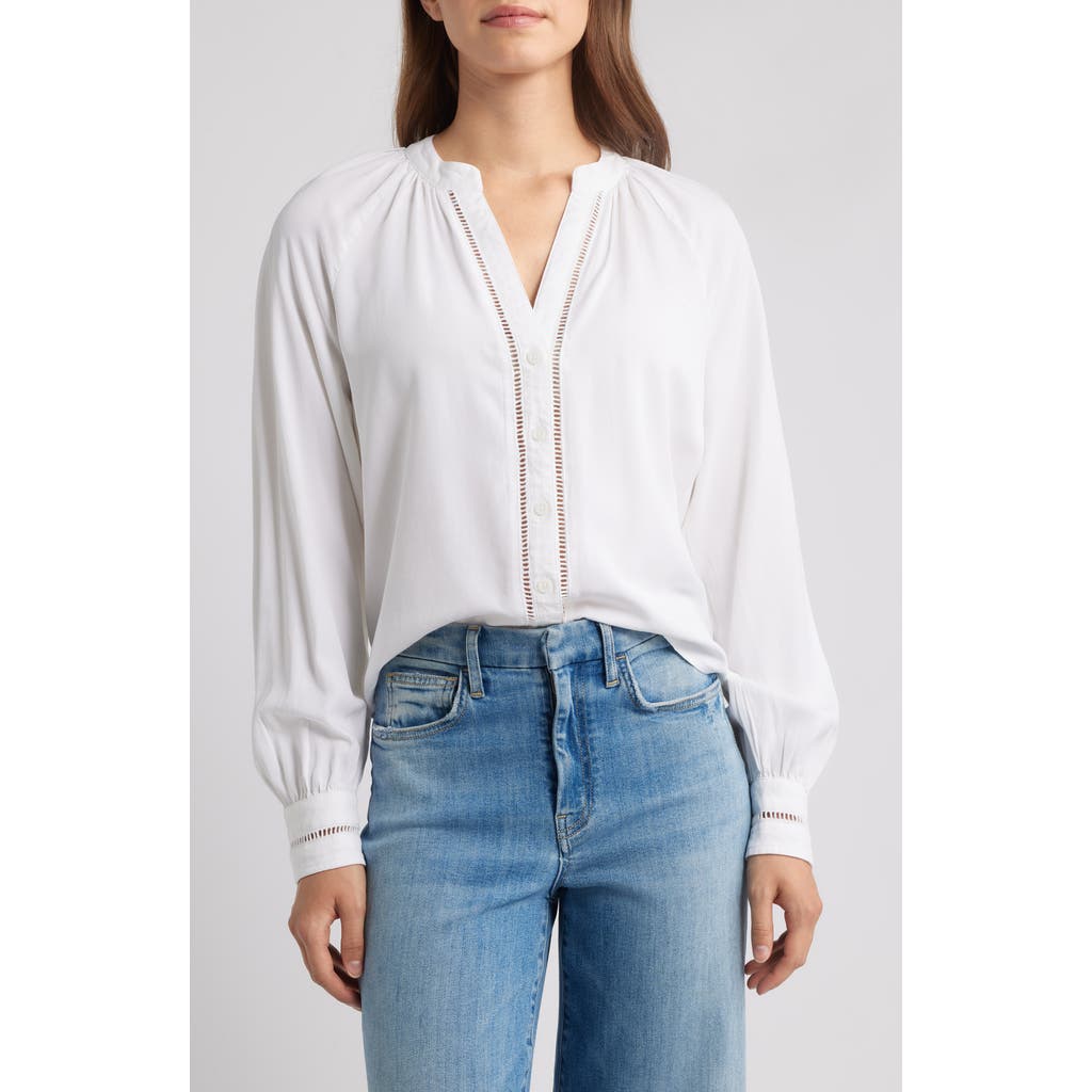 Cloth & Stone Shirred Button-up Shirt In White