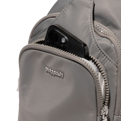 Baggallini Central Park Sling Bag In Steel Grey Twill