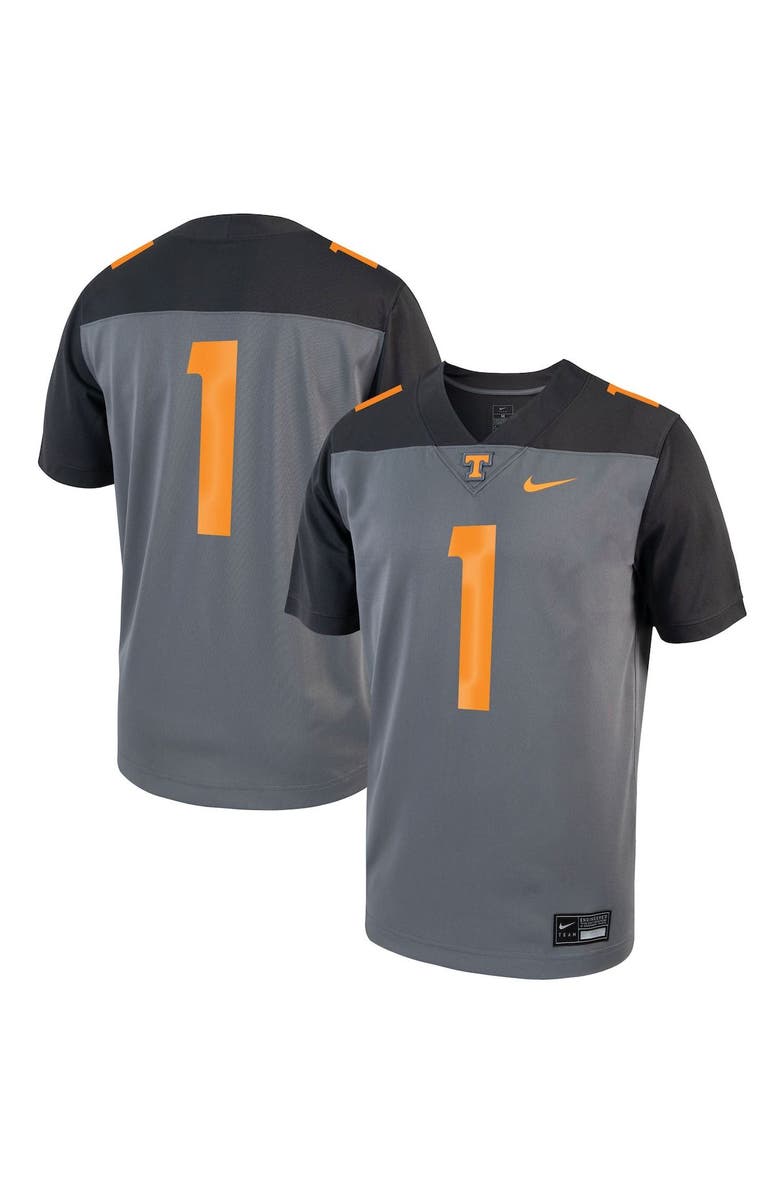 Nike Men's Nike #1 Gray Tennessee Volunteers Alternate Game Football Jersey, Main, color, 