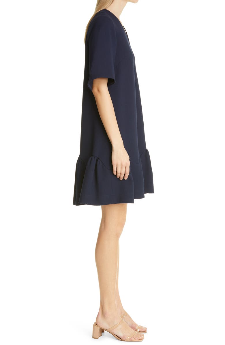 Lela Rose Flounce Hem Crepe Tunic Dress, Alternate, color, Navy