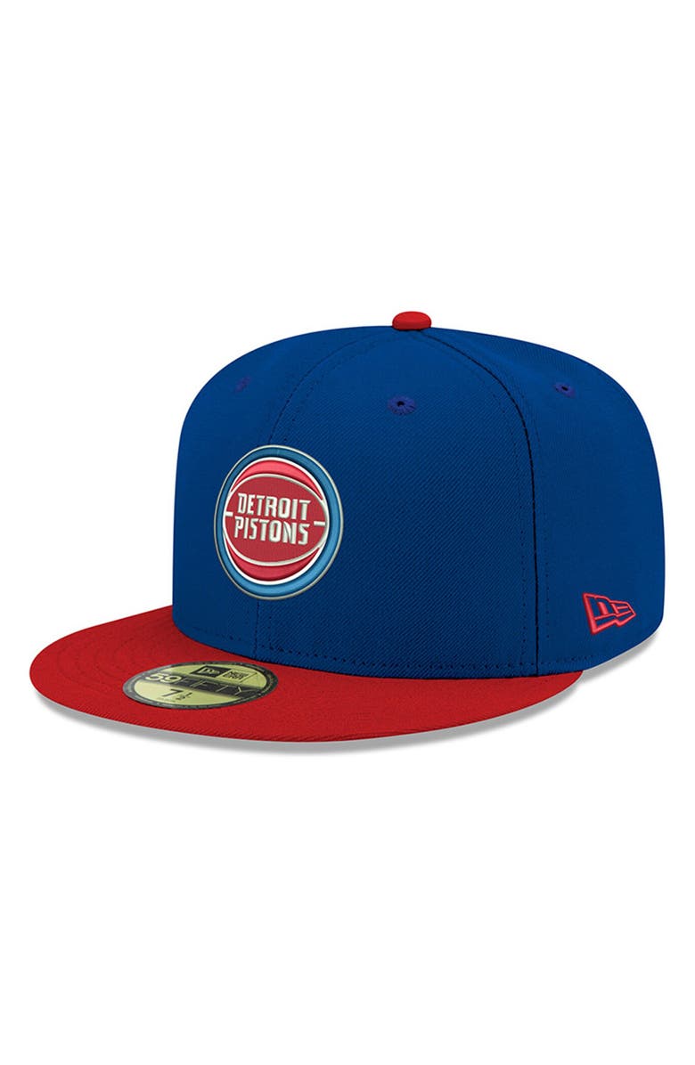 New Era Men's New Era Blue Detroit Pistons Official Team Color 2Tone 59FIFTY Fitted Hat, Main, color, Blue