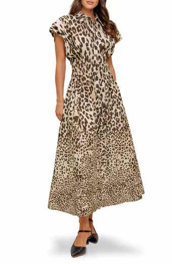 FLYING TOMATO Leopard Print Midi Dress