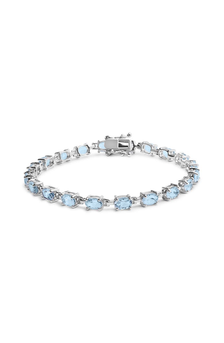 Haus of Brilliance .925 Sterling Silver 11.0 Cttw Oval Shaped Created Light Blue Topaz Link Bracelet, Main, color, Silver