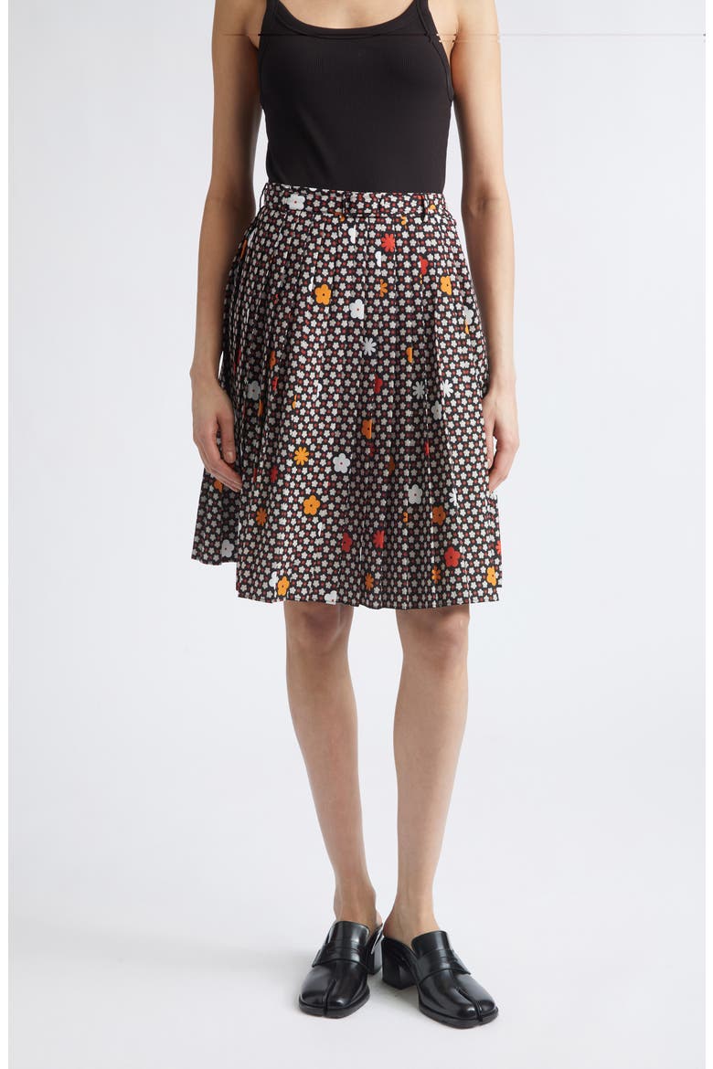 Print Belted Skirt, Main, color, BLACK/ RED