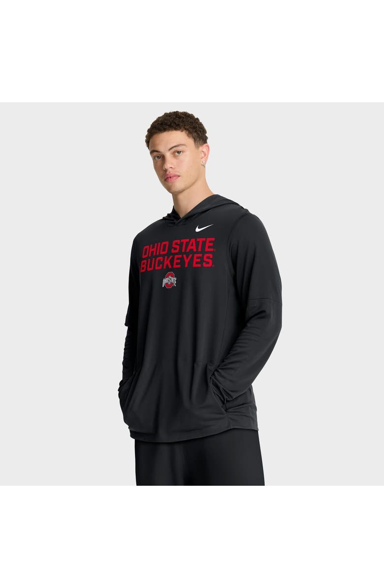 Nike Men's Nike Black Ohio State Buckeyes 2025 Sideline Performance Long Sleeve Hoodie T-Shirt, Main, color, Black