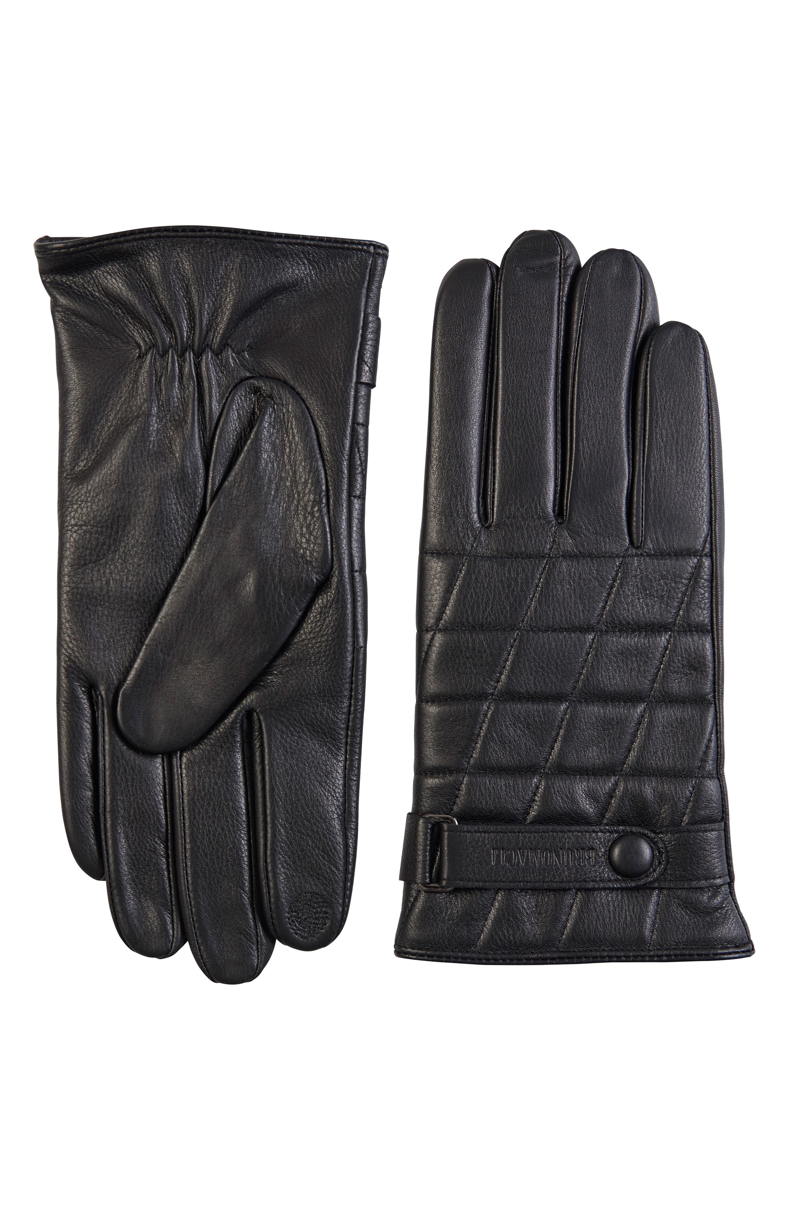 Bruno Magli Touch Tech Cashmere Lined Leather Gloves