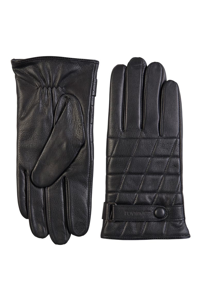 Touch Tech Cashmere Lined Leather Gloves, Main, color, BLACK