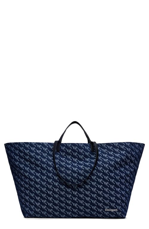 Desigual Logo Shopper Bag In Blue