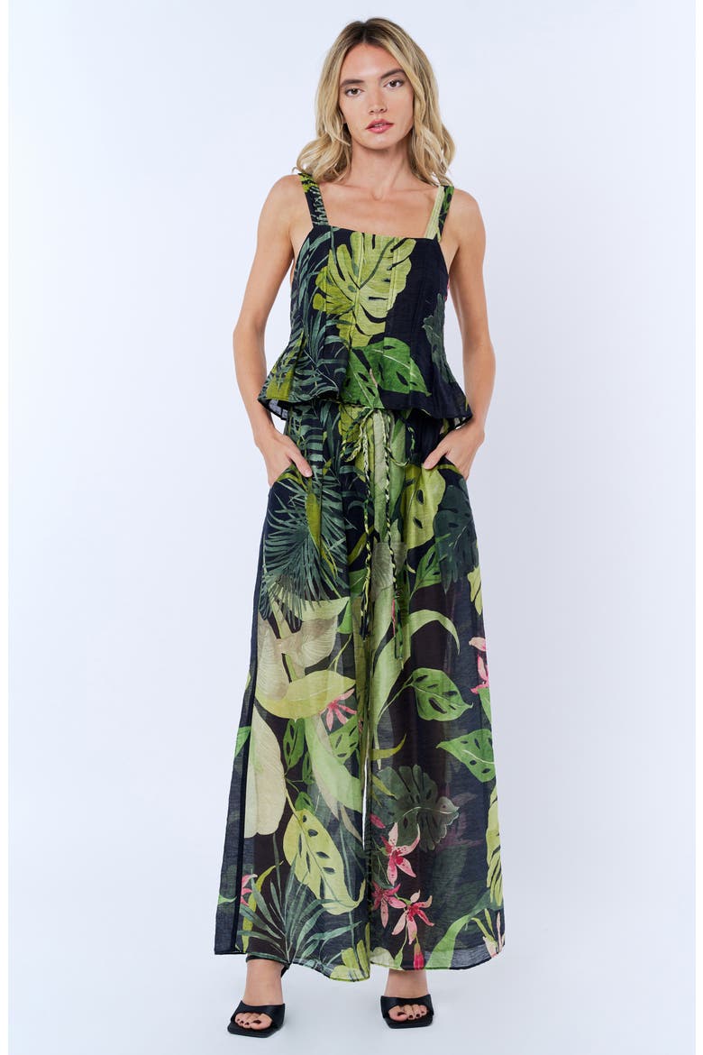 Arushi Palm Print Top, Alternate, color, BLACK MULTI