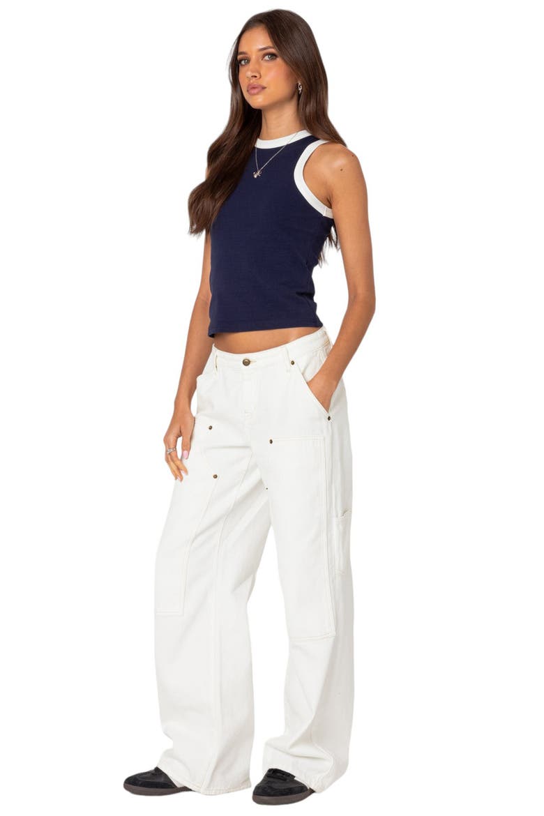Tammy Contrast Crop Tank, Alternate, color, NAVY