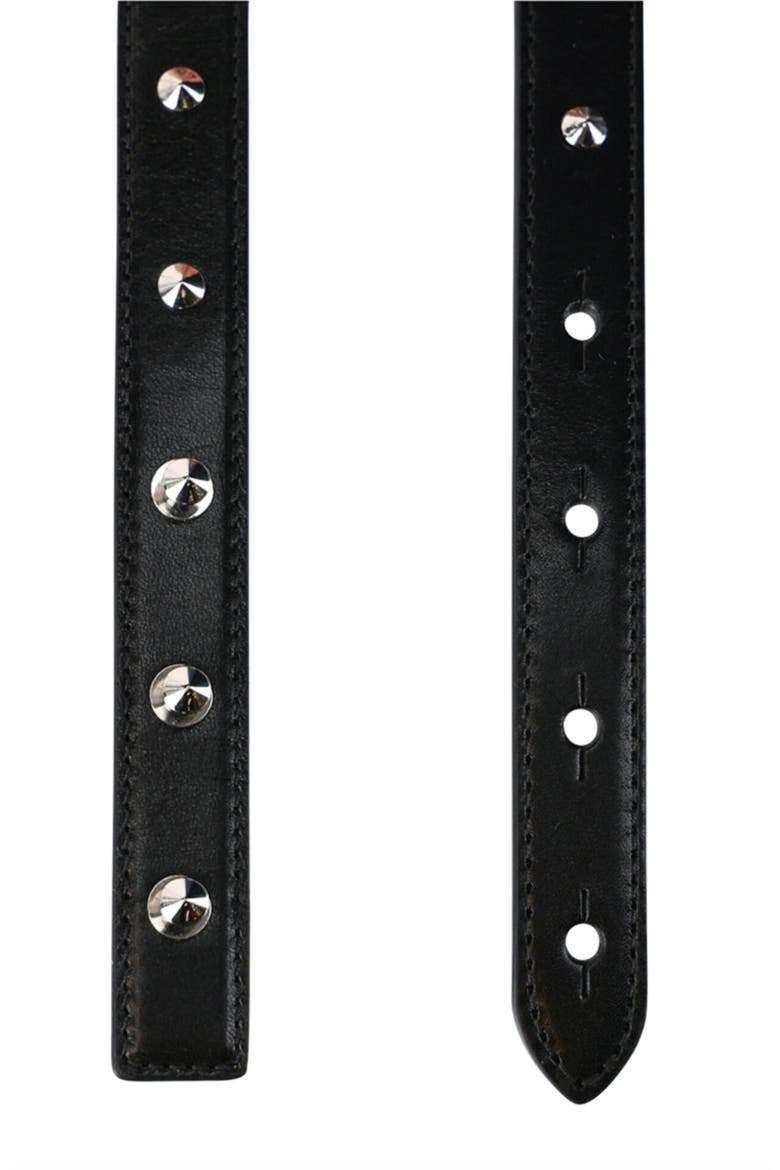 Studded Double Wrap Leather Belt, Alternate, color, BLACK