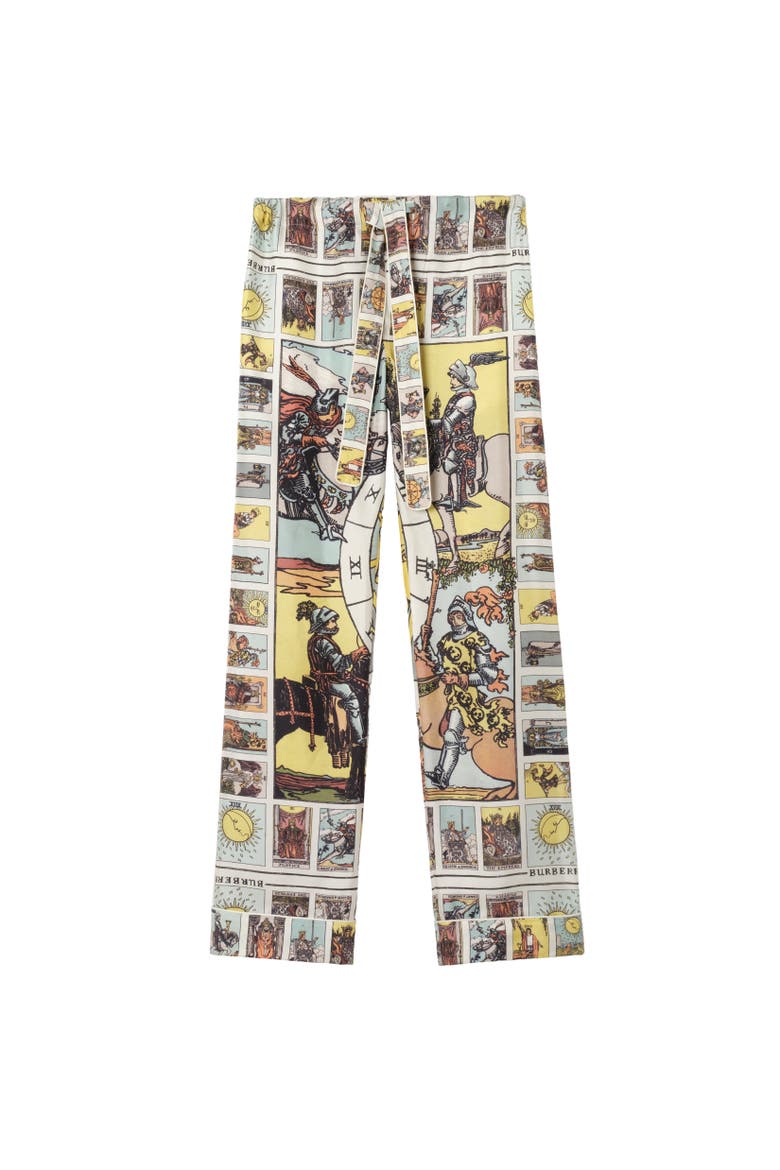 Tarot Silk Pyjama Trousers, Alternate, color, Seaside blue