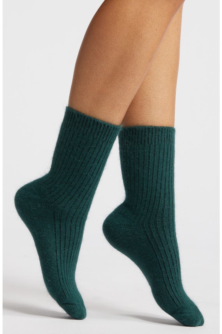 Cashmere Blend Crew Socks, Main, color, GREEN