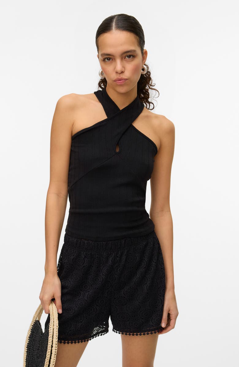 VERO MODA Maya Lace Shorts, Alternate, color, Black
