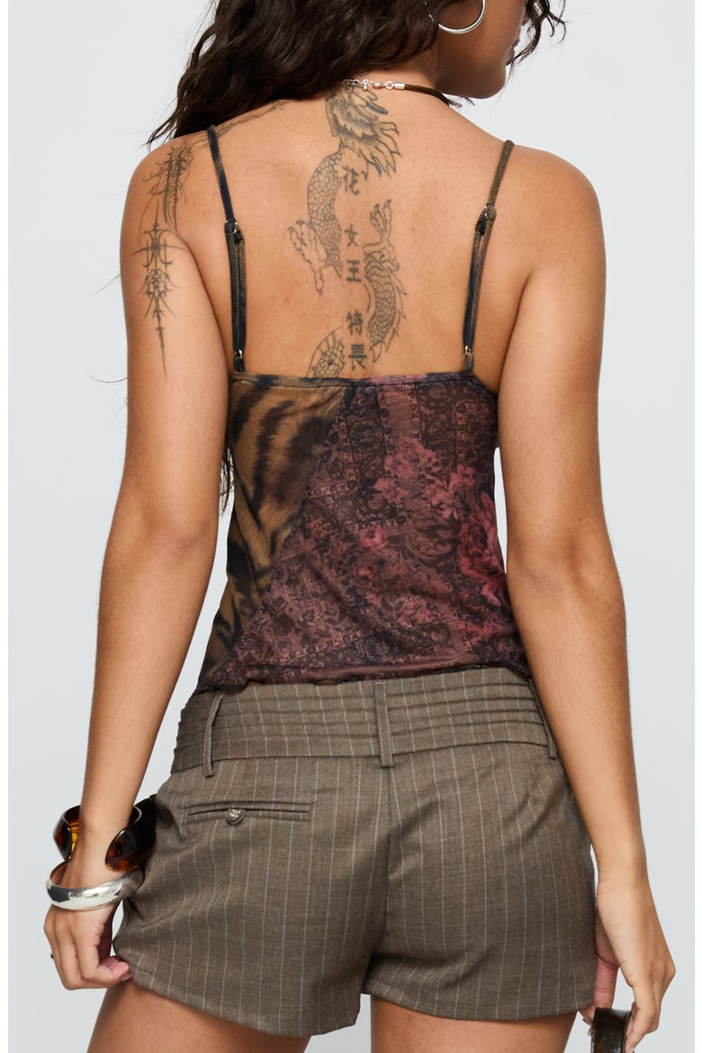 Start a Fire Mixed Print Mesh Camisole, Alternate, color, MULTI