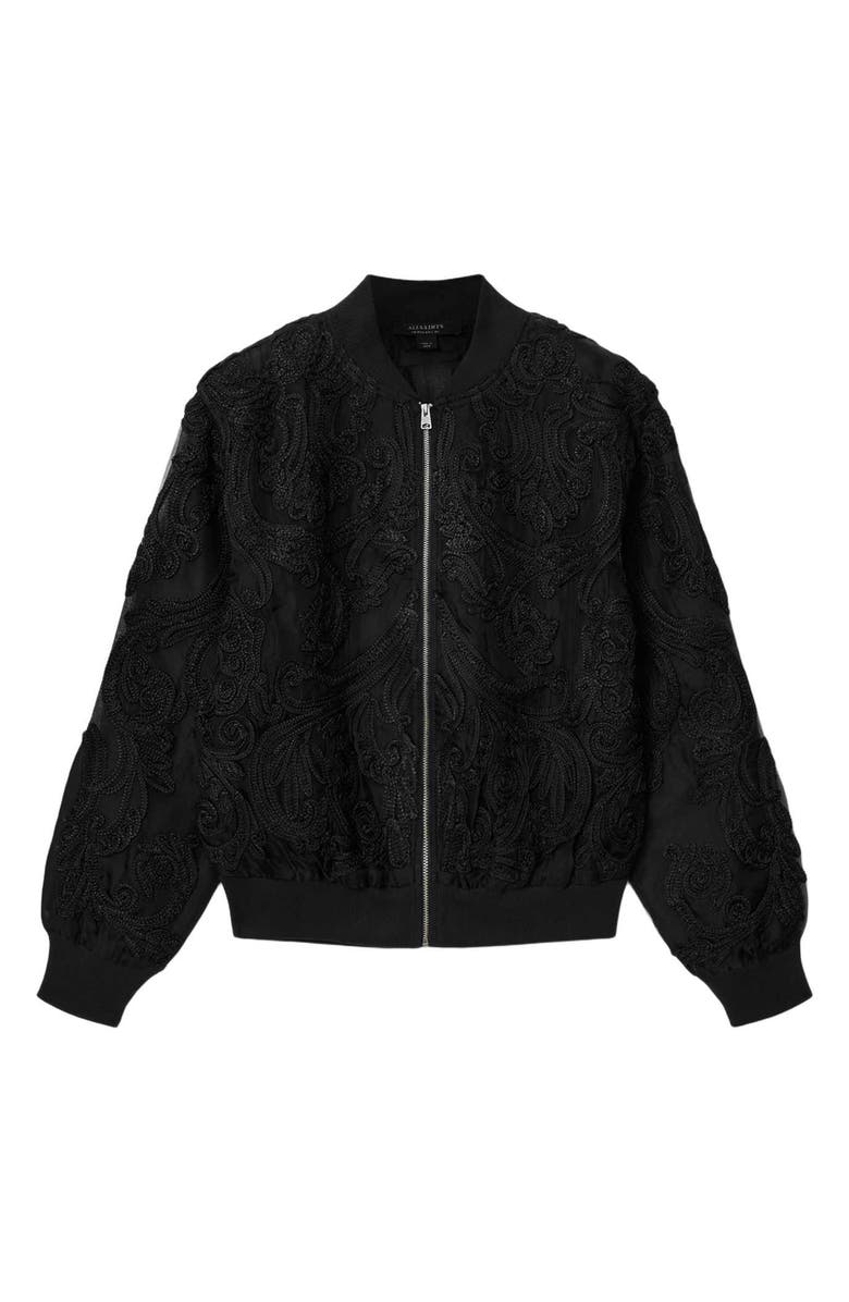 AllSaints Jade Embroidered Bomber Jacket, Alternate, color, Black