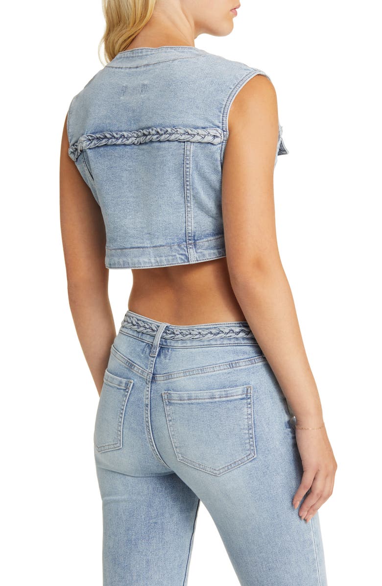 PTCL Braided Crop Denim Vest, Alternate, color, 