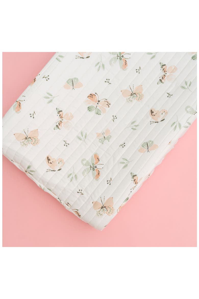 Quilted Changing Pad Cover, Alternate, color, BEIGE BUTTERFLY
