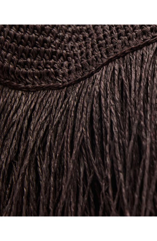 Mango Natural Fiber Envelope Clutch With Fringe