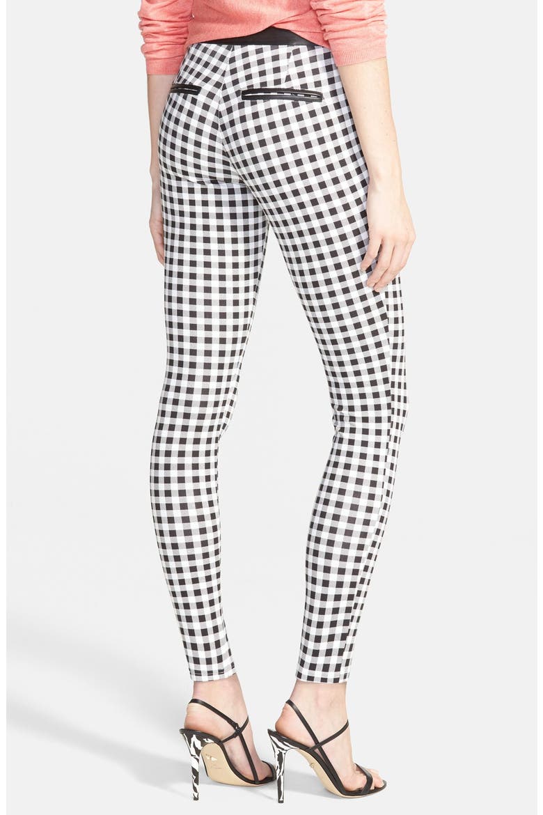 Gingham Print Leggings, Alternate, color, BLACK