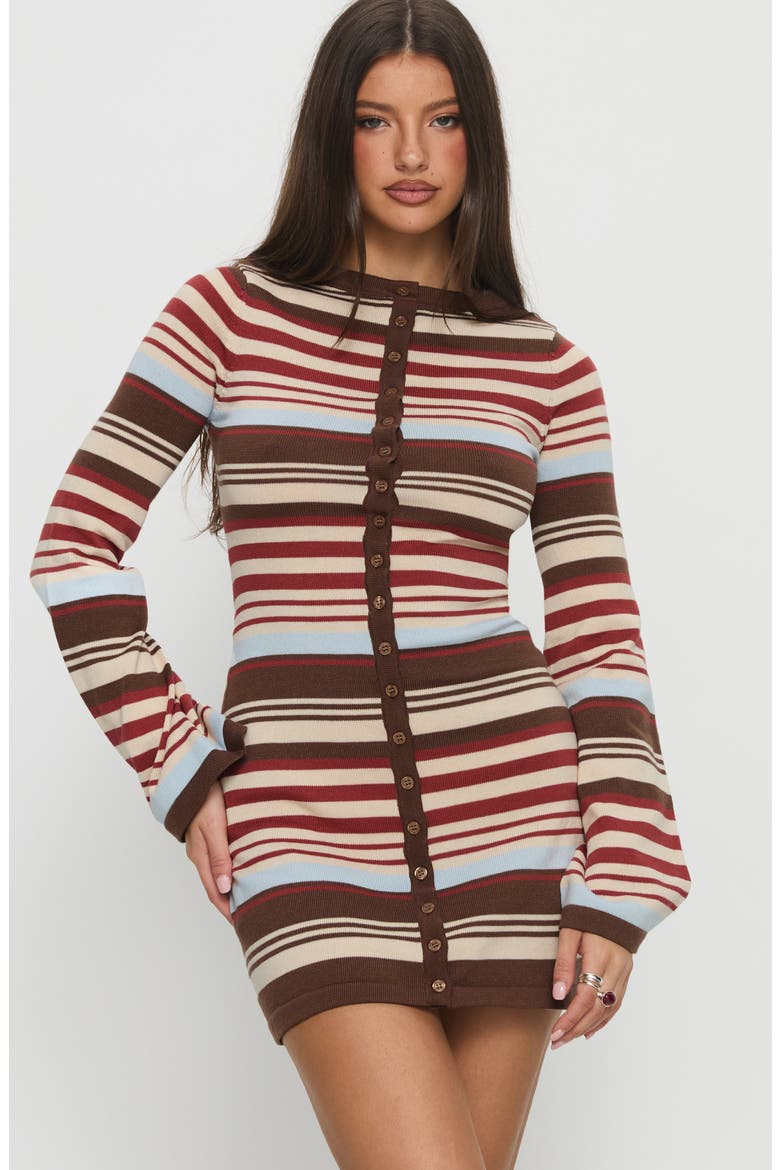 Norelai Stripe Long Sleeve Knit Minidress, Alternate, color, MULTI STRIPE