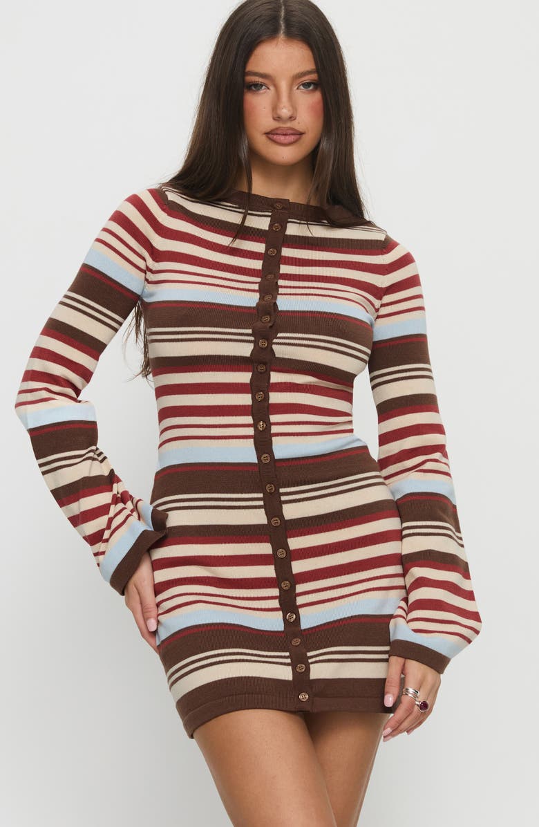 Princess Polly Norelai Stripe Long Sleeve Knit Minidress, Alternate, color, Multi Stripe
