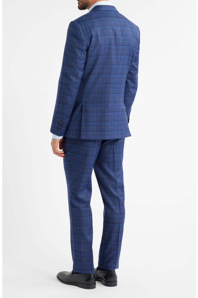 Blue Plaid Wool Blend Suit, Alternate, color, NAVY