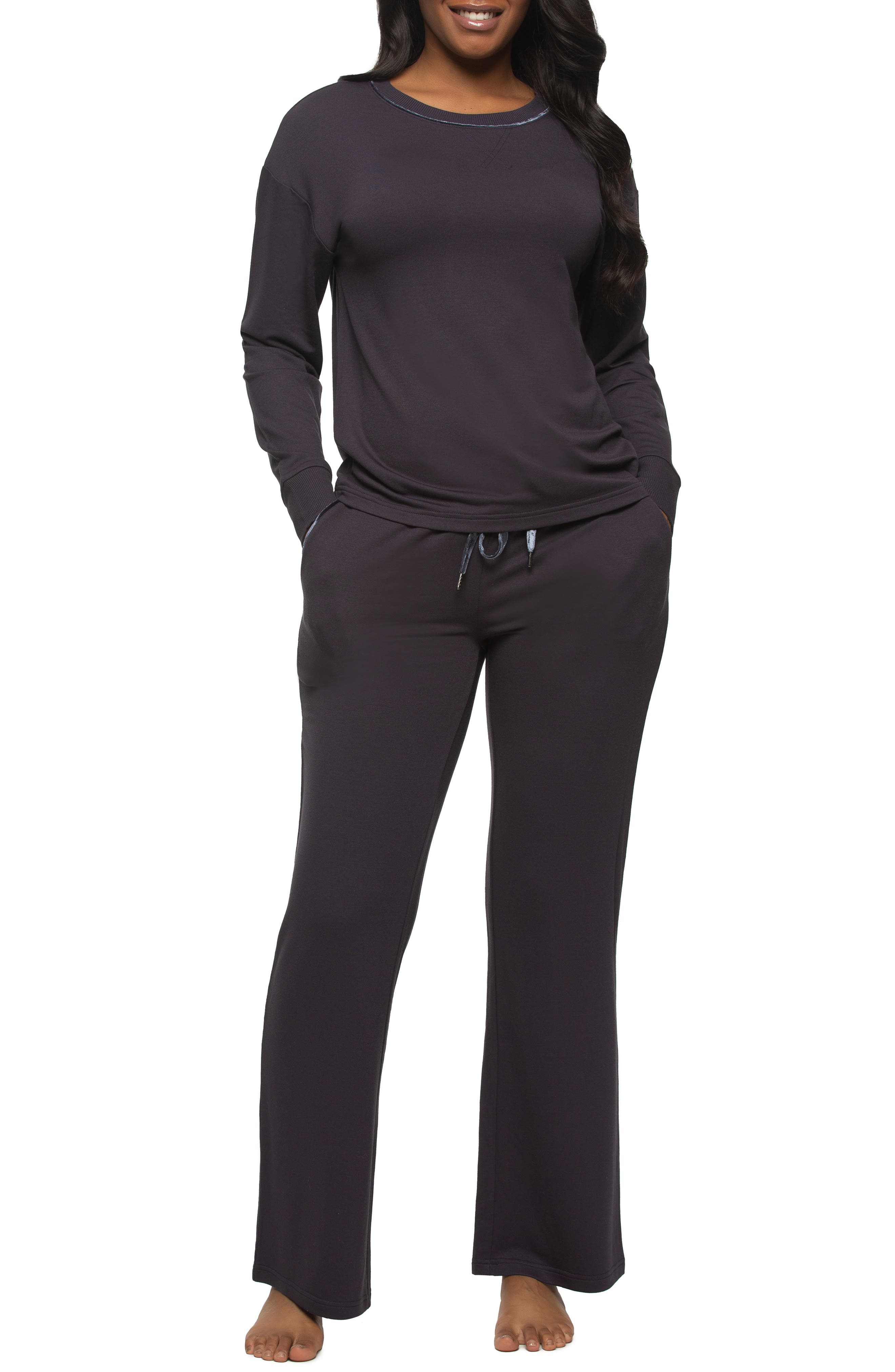 Felina Aria Long Sleeve Knit Pajamas in Parisian Night 
