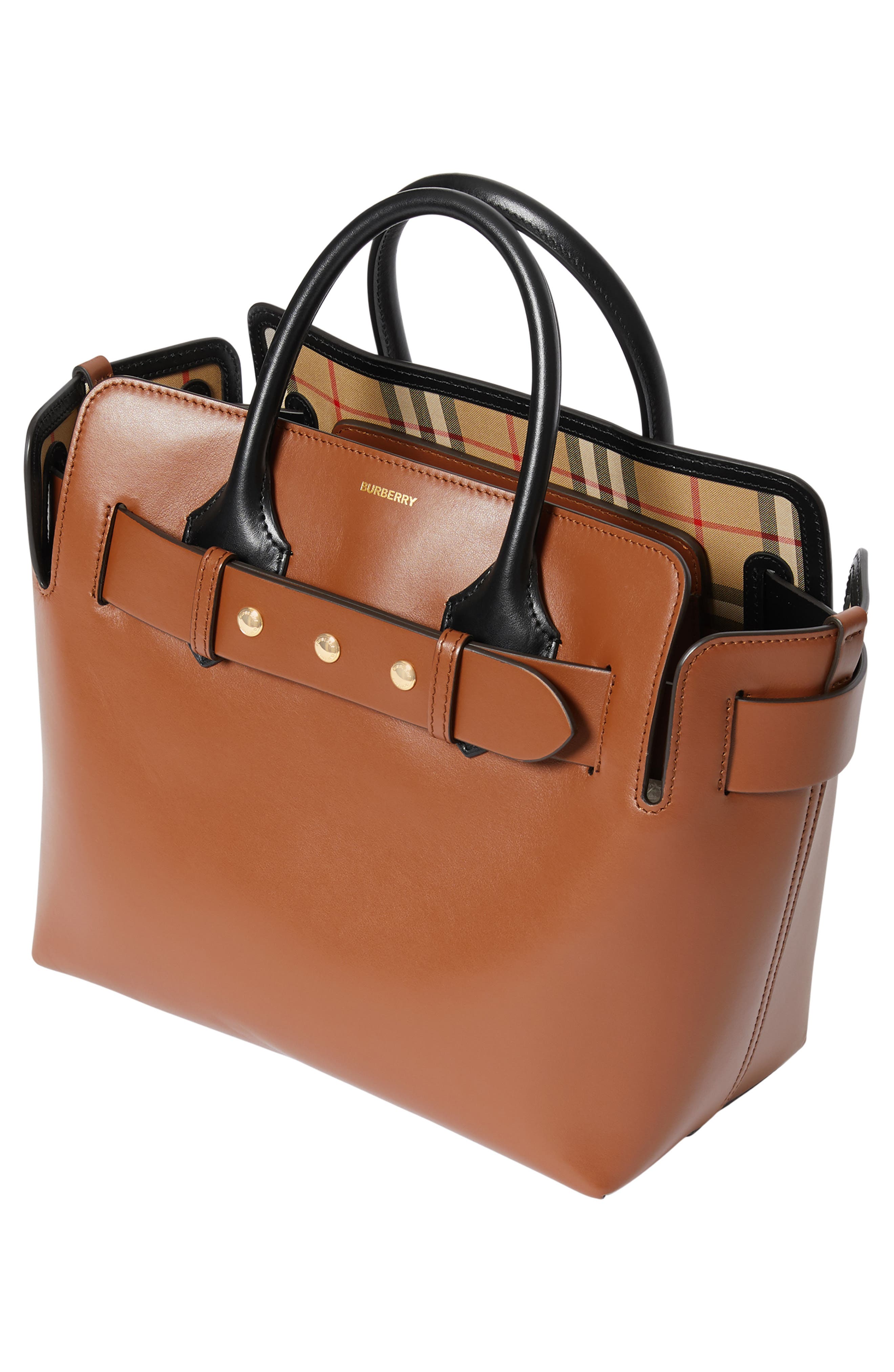 Burberry Small Triple Stud Leather Belt Tote, Alternate, color, 