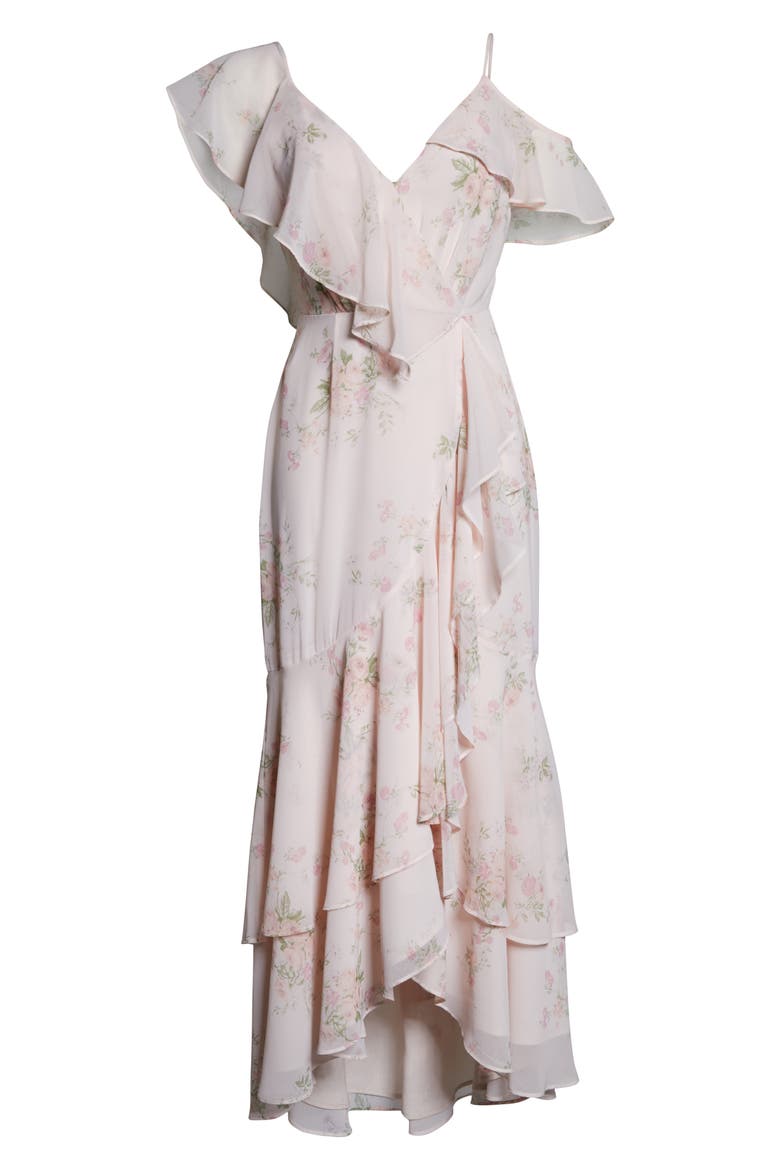 Elanor Ruffle Faux Wrap Maxi Dress, Alternate, color, BLUSH FLORAL