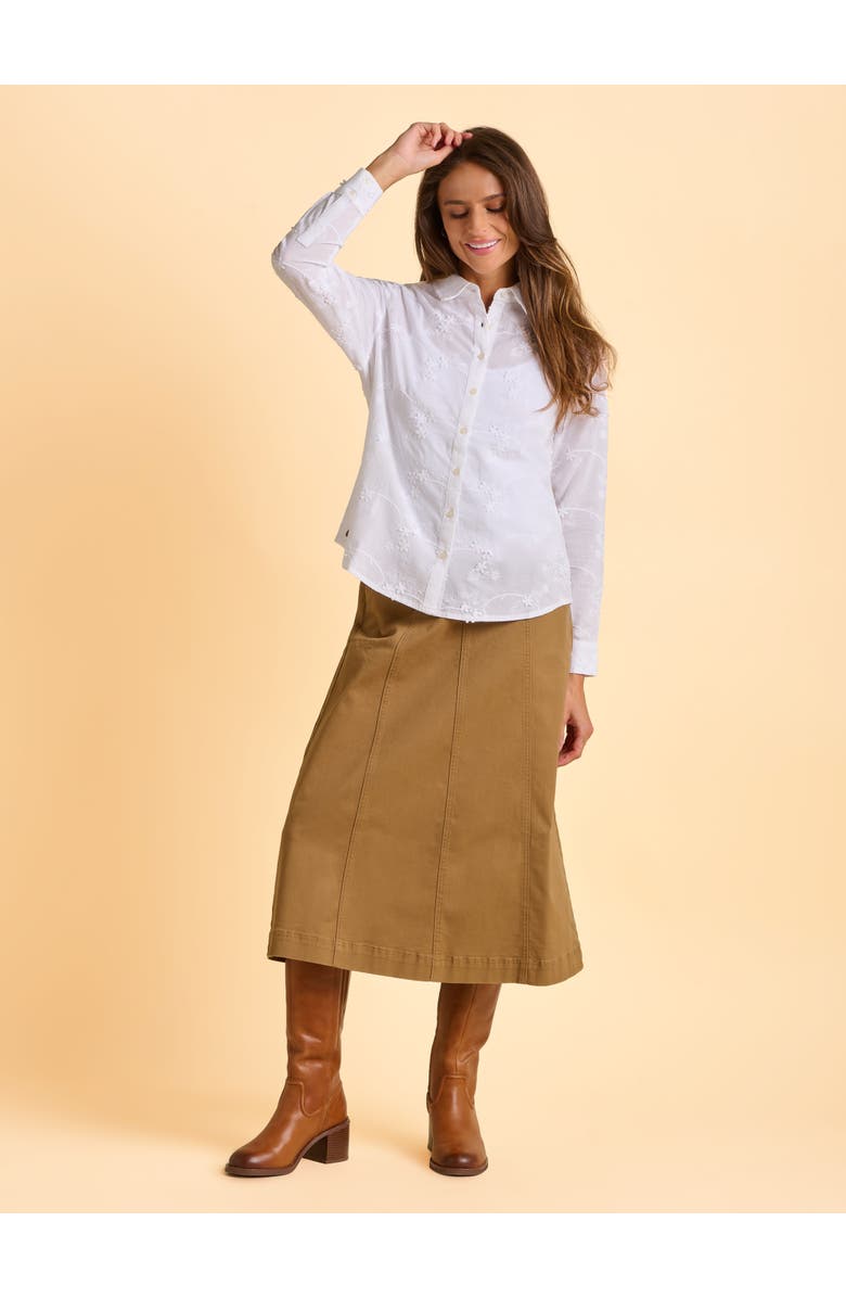 Brakeburn Flora Long Sleeve Embroidered Shirt, Alternate, color, Cream