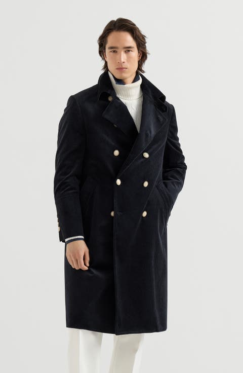 Comfort Cotton And Cashmere Corduroy One-and-a-half Breasted Coat
