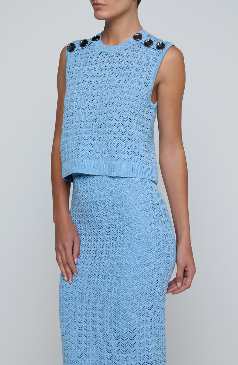 L'AGENCE Max Sleeveless Pointelle Top, Alternate, color, Pale Blue/ Gold