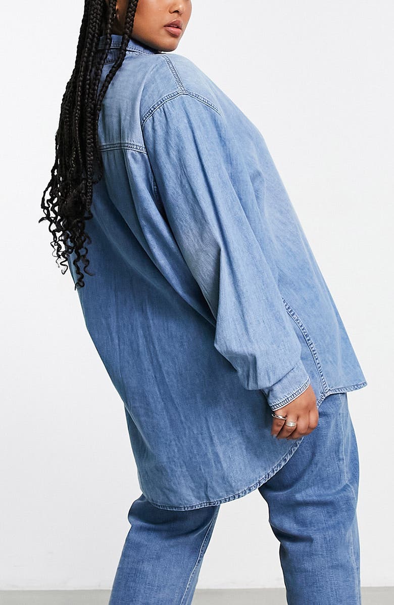 ASOS DESIGN Curve Denim Button-Up Shirt, Alternate, color, 