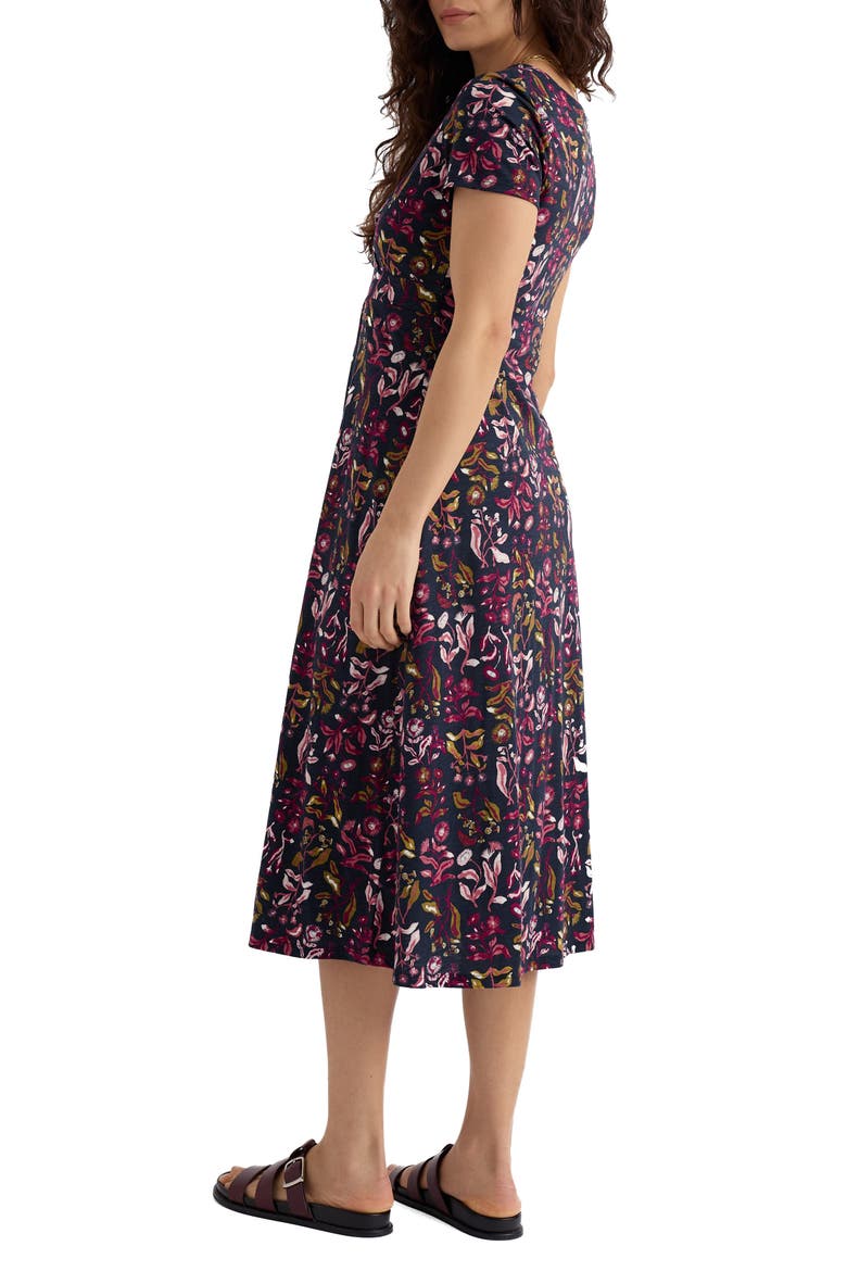 Chapelle Floral Organic Cotton Jersey Midi Dress, Alternate, color, INKY BOTANICAL MARITIME