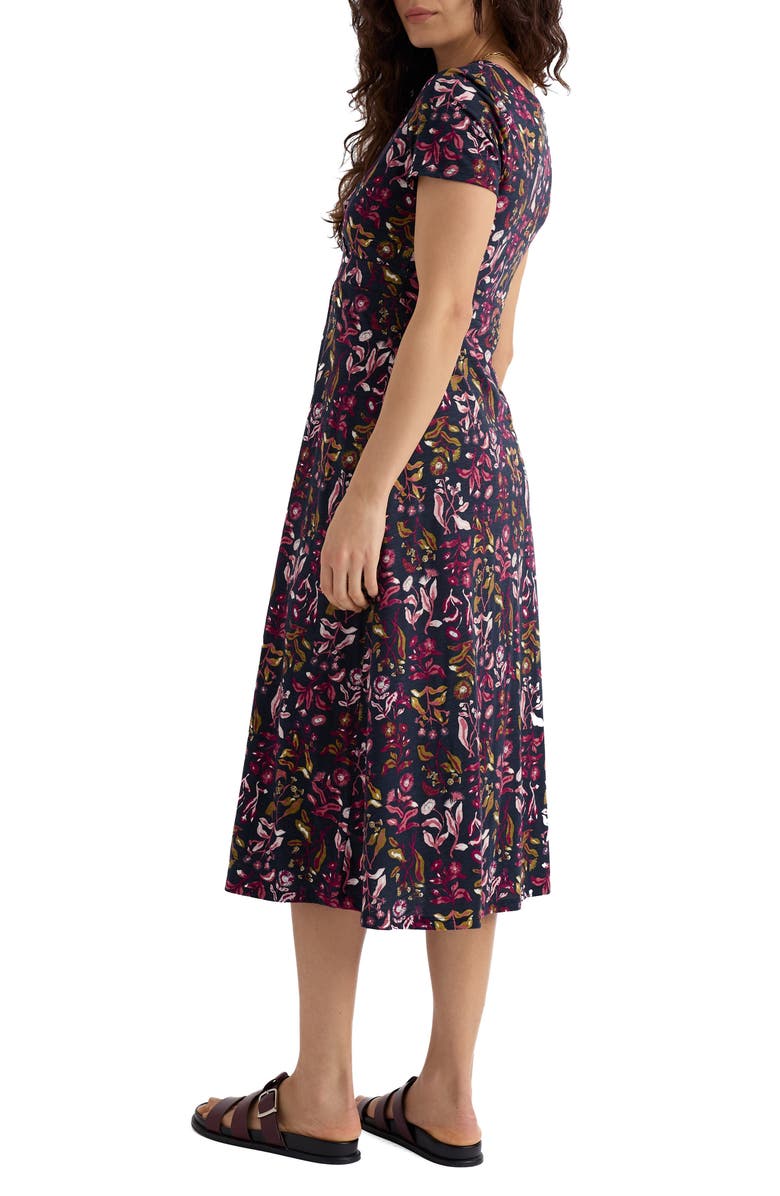 Seasalt Cornwall Chapelle Floral Organic Cotton Jersey Midi Dress, Alternate, color, Inky Botanical Maritime