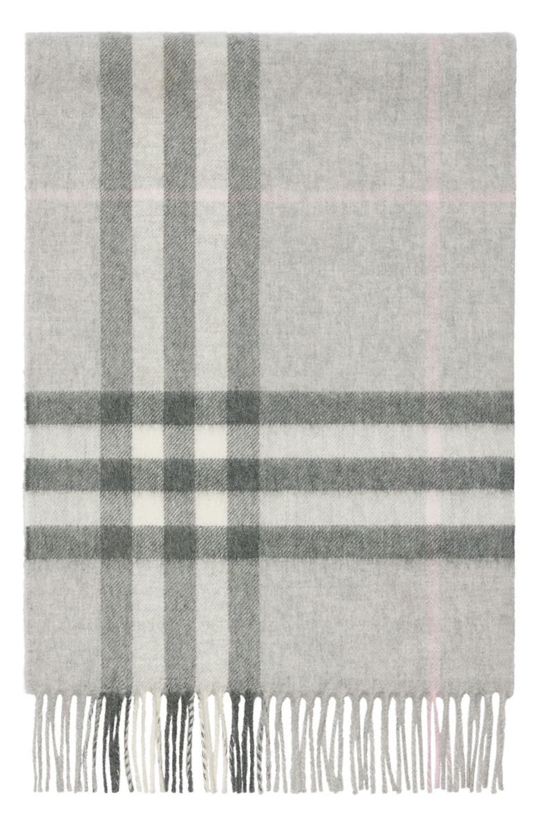 Burberry Giant Check Cashmere Scarf, Alternate, color, Mitten Grey